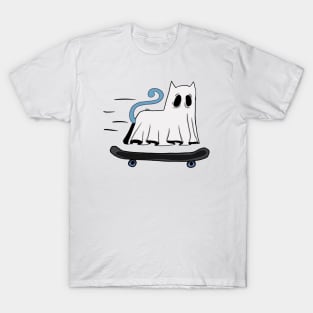 Skateboarding Ghost Cat T-Shirt